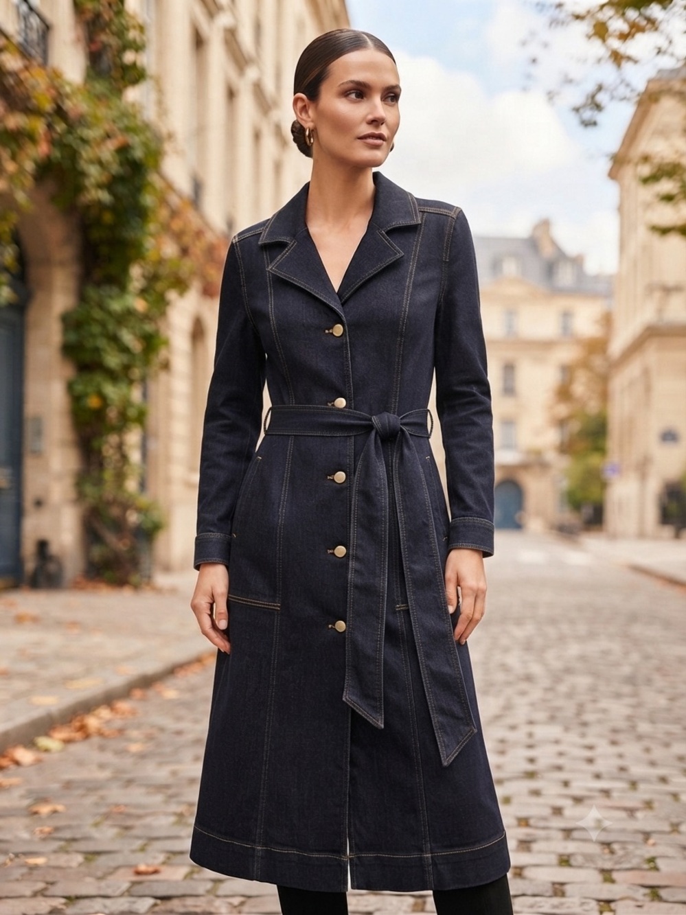 Liverpool Denim Notch Collar Duster Jacket Trench Coat Indigo- Size XL - NWT